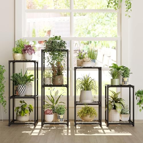 Bamworld Plant Stands Indoor 4 Sets Plant Shelves Outdoor by Bamworld