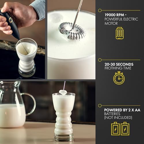 Unicoff Milk Frother Handheld, Matte Black Onyx - Image 4