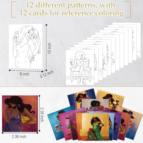 Ctosree 12 Pcs Pre Drawn Canvas for Painting,Stylish Lady,8 x 10 Inch - Image 3