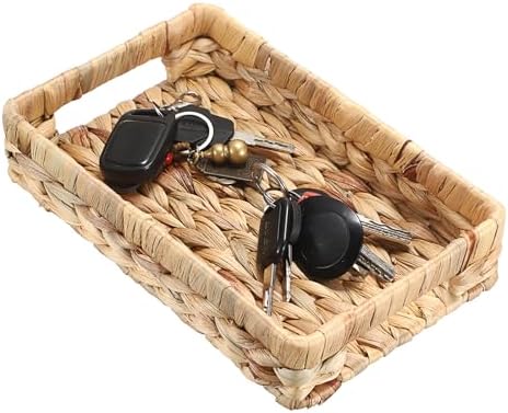 Hipiwe Small Keys Basket for Entryway Table Decorative Wicker Basket Tray by Hipiwe