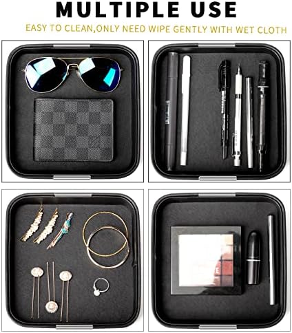 SANZIE Leather Tray Desktop Storage, Trinket Catchall Tray (Black) - Image 4