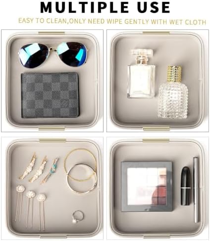 SANZIE Leather Tray Desktop Storage, Trinket Catchall Tray (Grey) - Image 2