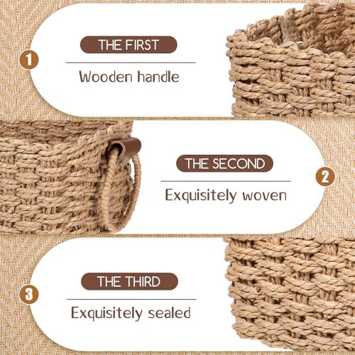 3 Pcs Small Wicker Basket for Organizing Paper Rope Storage Baskets with Handle Handwoven Storage Basket for Shelves Bathroom Cupboards Drawer Organizing and Home Decor - Image 5