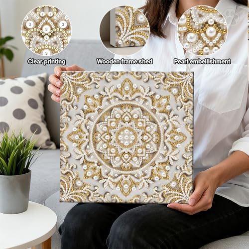 Pearl Art Kits Painting for Adults, DIY Mindfulness Therapy with Framed Canvas and Tools, Beginner Wall Decor-Mandala02 - Image 3