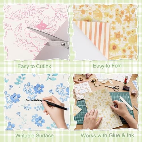 BESARME Scrapbook Paper, 60 Sheets, Double-Sided Floral, 5.5 x 8.3 in - Image 3