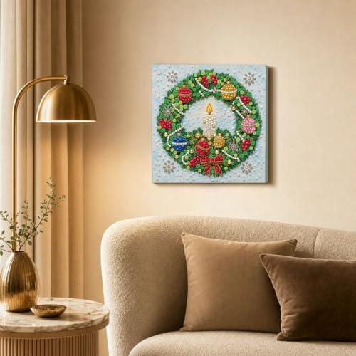 Framed Button Art Kit 11.8" DIY Mosaic Craft for Adults(Christmas Wreath) - Image 6