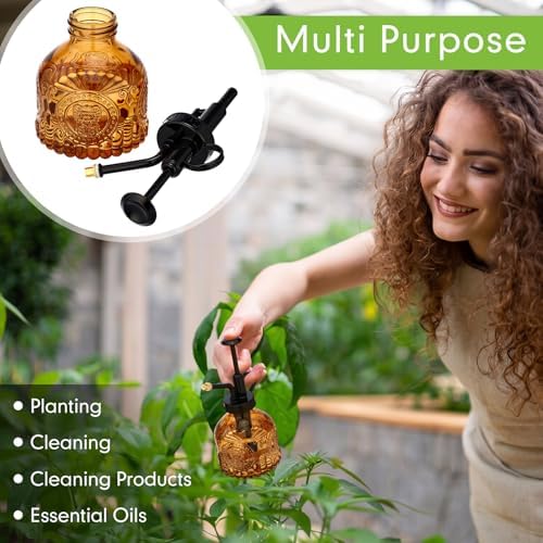 Zopeal 8 Pcs Glass Plant Mister Spray Bottle 200ml Vintage Plant Spritzer Multicolor Succulent Watering Bottle Watering Can 6.4'' with Plastic Top Pumps for Indoor Outdoor Garden Plants(Black) - Image 7