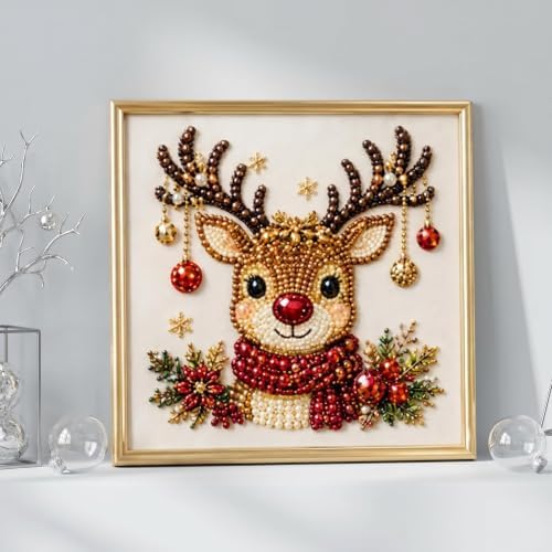 Oanruyan Christmas Pearl Diamond Painting Art Kit with Frame, DIY Pearl Beads Art Craft Kit for Adults Beginner, Gemstone Diamond Dots Beads for Home Decor Wall Art, Party Gift (Christmas Stocking) - Image 5