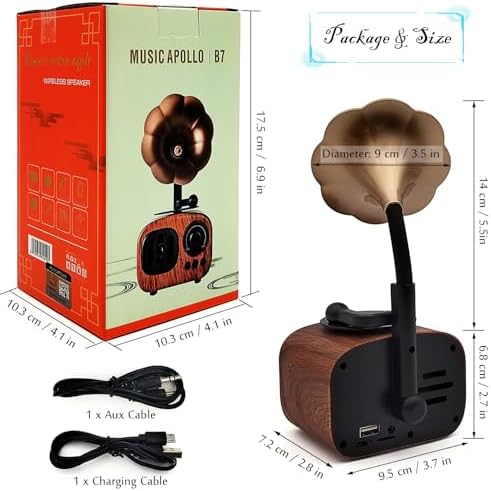Tipmant Mini Classic Wireless Bluetooth Speaker Stereo Audio Retro Vintage Record Player Model Home Room Decor - Image 6