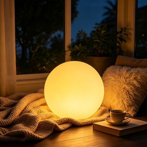 Glowing LED Ball Light, 12-inch RGB Color Changing Globe Orb Night Lamp by KEROVI