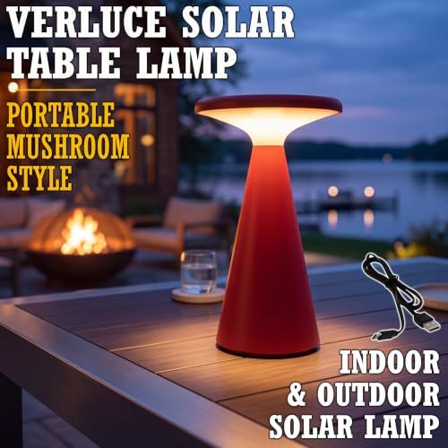 Solar Mushroom Lamp, Stepless Dimming, 45h Runtime, Red - Image 2