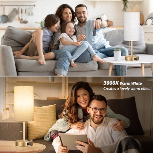 17in Bedside Table Lamp for Bedroom, Desk Lamp with USB Ports for Dorm - Image 5