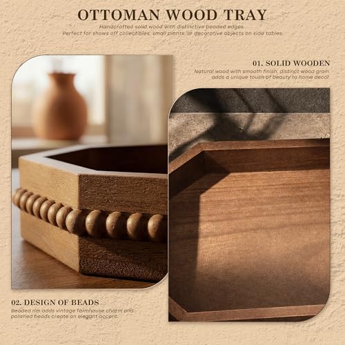 EOSAHR Pine Wood Decorative Tray: Serving Tray for Farmhouse Decor, Brown - Image 6