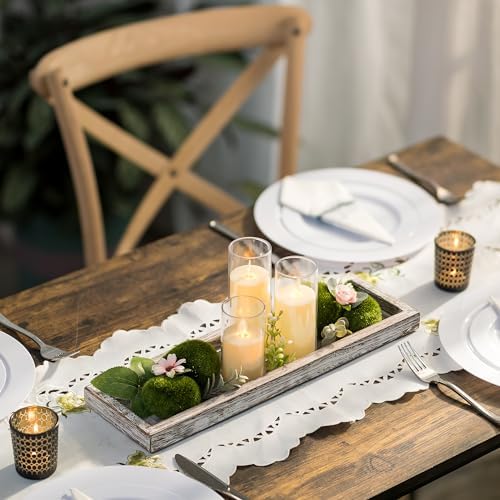 Romadedi Rustic Whitewashed Wood Candle Tray, 15 x 5 in - Image 2