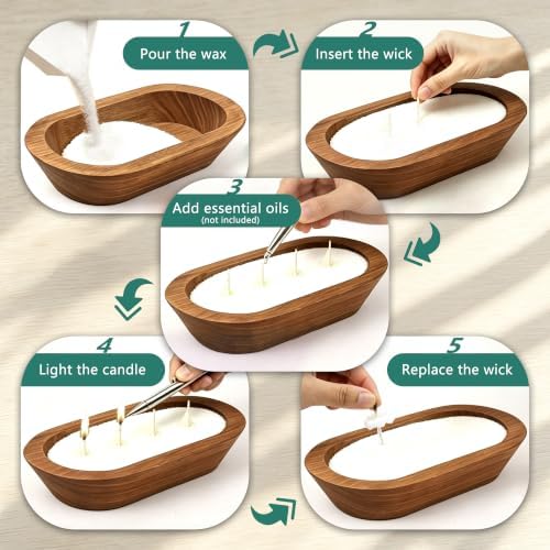 YeeQue Pearled Candle Sand with Wicks and Wooden Dough Bowl DIY Candle Making Kit: 18oz Sand Wax, 50x Cotton Wicks, 140 Hours Burn Time for Home Women Girl Birthday Gift - Image 5