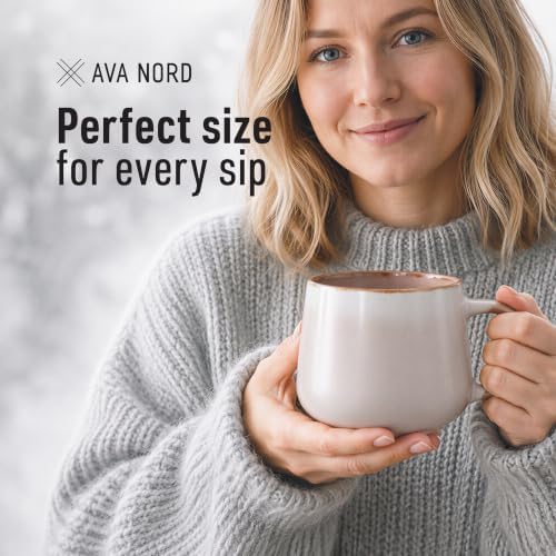 Ava Nord Large Stoneware Ceramic Coffee Mugs Set of 2 | 20 oz | Rose Sand - Image 4