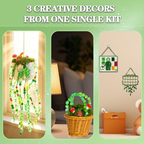 LGYAYARUN Green Glass Beaded Plant Kit, 2880Pcs Forever Hanging Green Beads - Image 4
