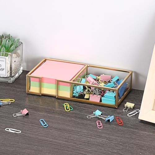 BTSKY Golden Glass 2 in 1 3x3 Inch Sticky Note Holder with Non-Slip Pads - Image 6