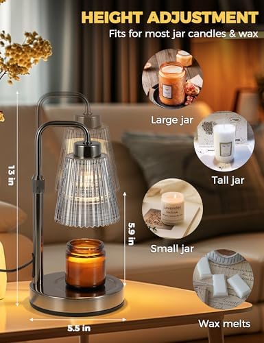 Silver Gray Candle Warmer Lamp with 24h Cycle Timer, Dimmable Wax Warmer - Image 5