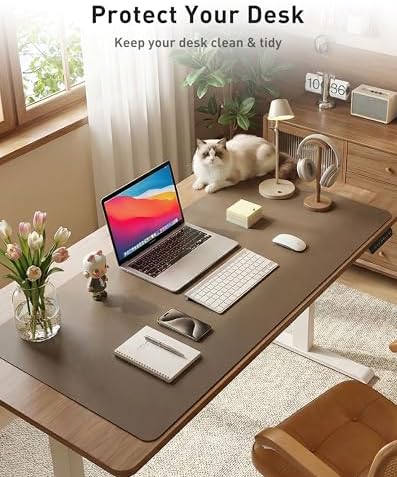 Aothia Faux Leather Desk Mat - Large Mouse Pad, Non-Slip PU Leather Blotter, Waterproof Writing Surface for Office and Home (Coffee, 42" x 17") - Image 3