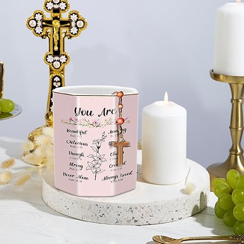 Pen Holder for Desk, Cute Ceramic Pencil Holder, Pen Cup Marker Holder Makeup Brush Holders, Desk Accessories & Workspace Organizers for Office, Home, Religious Style - Image 3