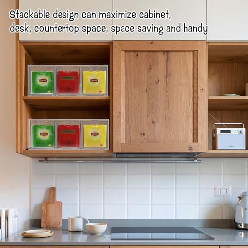 6 Drawers Tea Bag Organizer, Clear Acrylic Tea Bag Storage Organizer, Stackable Tea Packet Drawers Holder for Cabinet, Pantry, Kitchen, Countertop - Image 5