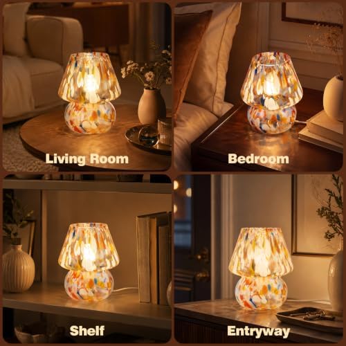 Small Mushroom Table Lamp for Bedside & Nightstand, Murano, Mixed - Image 6