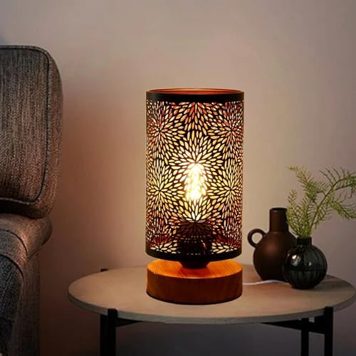 Small Industrial Table Lamps Dimmable, Bedside Lamps for Nightstand,End Table Side Desk lamp with Rustic Black Metal Cage Lampshade for Bedroom, Kids Room Living Room 2700K LED Bulb Included by Tingsizelighting
