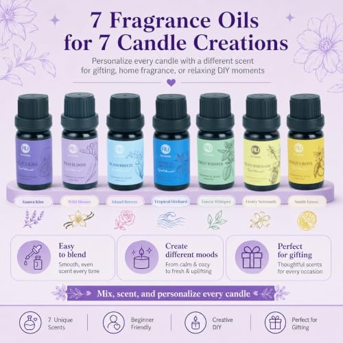 RU HANDMADE DIY Candle Making Kit for Adults – Soy Wax Candle Kit for Beginners, Make 7 Full-Size Candles with 7 Gift Boxes, 1120g Wax, 7×10ml Fragrance Oils, 4 Glass 7oz Jars & 3 Tins - Image 4