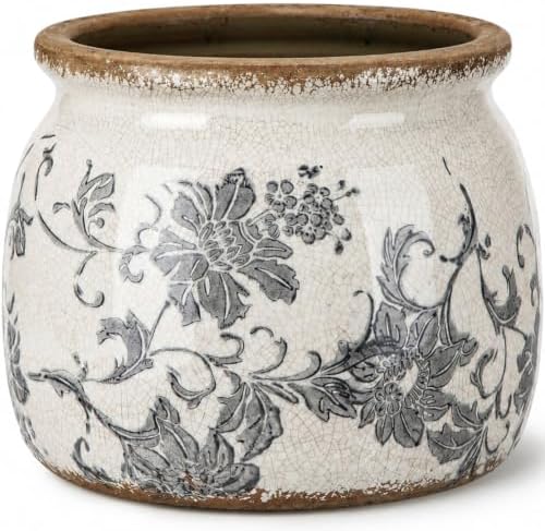 Vintage Planter, Ceramic Pot for Indoor Plant with Drainage Hole by Unknown