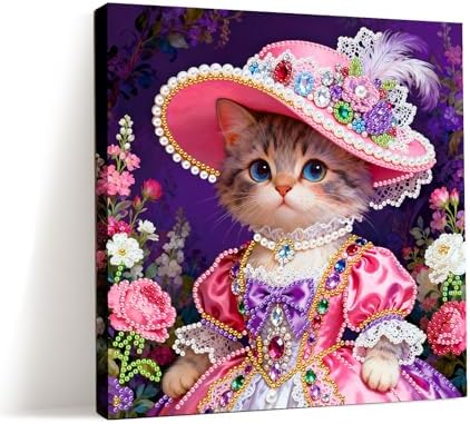 ARTopet DIY Pearl Painting Kit with Frame Gemstone Pearl Diamond Dots Beads Canvas Art Craft for Adult Beginners Display for Tabletop and Wall Mounting Home Decor-Cat by ARTopet