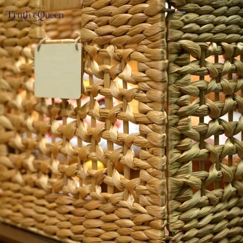 Water Hyacinth Storage Baskets Set of 2, 12x12x12 Wicker Cube Storage Bins for Shelves, Woven Cube Organizer for Closet Nursery, Rattan Basket Set, Canastas Para Organizar, Handwoven - Image 6