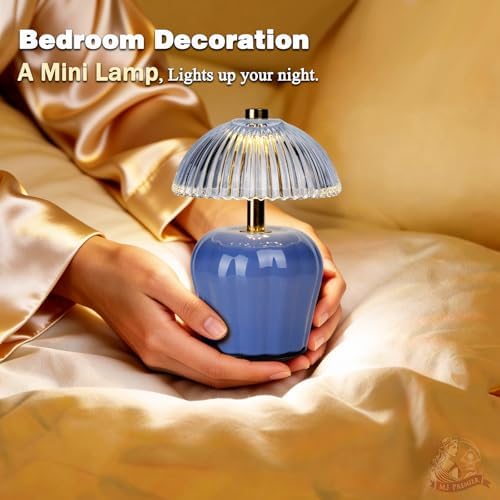 MJ PREMIER Rechargeable Table Lamp, Small Cordless Lamp with Timer, Blue - Image 5