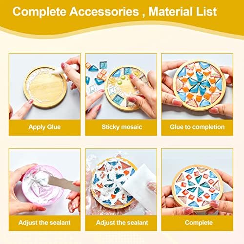 4 Sets DIY Glass Mosaic Tiles for Crafts,Mixed Color Mosaic Kits for Adults - Image 6