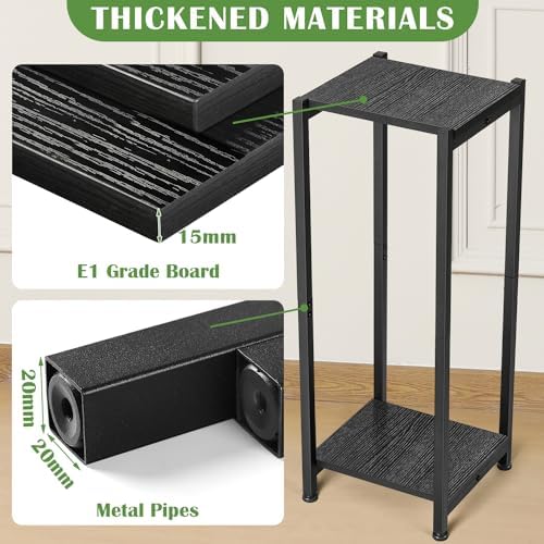 Dipion 31 Inch Tall Plant Stand Indoor,2 Tier Pedestal Stand Table,Black - Image 2