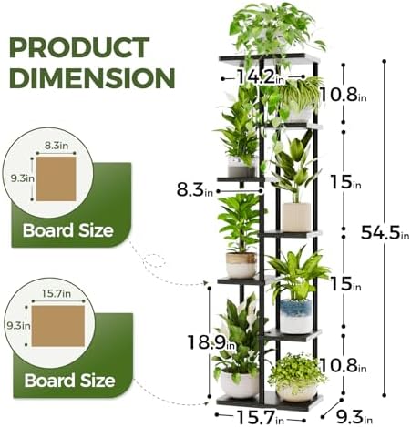 Bamworld Plant Stand 7 Tier Tall Corner Metal Shelf Black - Image 4