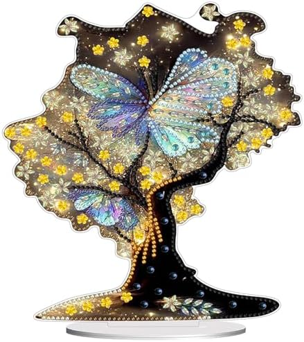 Diamond Painting Kits for Adults Beginners, 5D Full Drill Tree of Life Crystal Art Desktop Ornament, DIY Single Sided Home Office Desk Decor, Creative Craft Gift Set with Tools by OFRKE