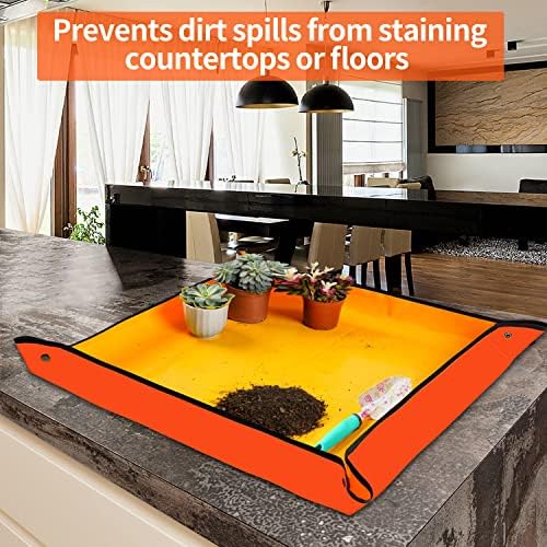 Repotting Mat for Indoor Plant Transplanting & Potting Soil Mess Control, 26.8" X 26.8" Portable Potting Tray Succulent Plant Mat Indoor Gardening Tools Gardener Gifts Plant Gift for Plant Lovers - Image 3