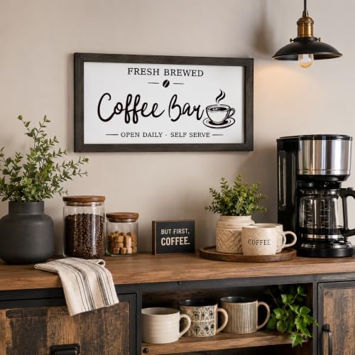 Minimalist Coffee Bar Wooden Sign, Modern Coffees Station Decor for Kitchen Counter, Small Coffee Bar Plaque for Home, Shelf and Countertop Decoration -A01 - Image 7