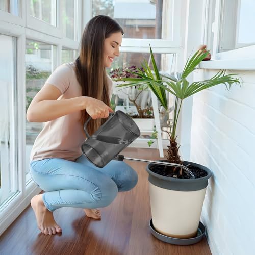 Plastic Watering Can - Small with Long Spout - 1/4 Gallon - 34 Oz - Grey - Image 6