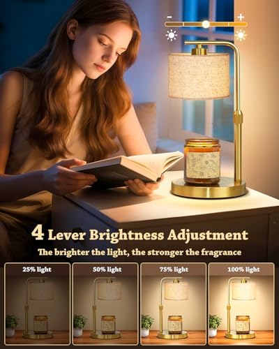 Candle Warmer Lamp with Timer Dimmer, Height Adjustable Candle Wax Warmer Candle Lamp for Jar Candles with 2 Bulbs, House Warming Gift for Home Room Decor, Birthday Gifts for Women Mom (Gold) - Image 4