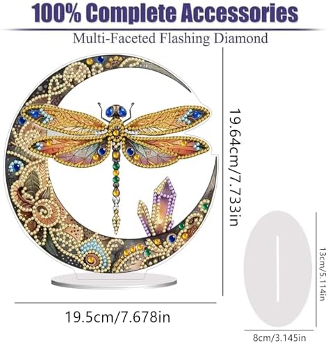 Diamond Painting Kits for Adults Beginners, 5D Full Drill Dragonfly Crystal Art Desktop Ornament, DIY Single Sided Home Office Desk Decor, Creative Craft Gift Set with Tools - Image 2