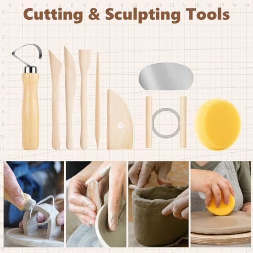 UUSYCUN 52PCS Pottery Tools for Sculpting, Ceramics Clay Tools for Pottery Kiln, Pottery Wheel, Trimming, Carving, Modeling, Beginners, Polymer Clay, Air Dry Clay, Pros, Adults, Crafting Supplies - Image 5