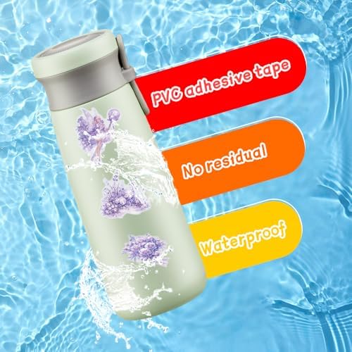 50Pcs Vintage Stickers,Waterproof Transparent PET Aesthetic Decorative Scrapbooking Supplies for Adult Card Making Letters Planner Journaling Junk Journal DIY Water Bottles Art Craft.Purple Flower - Image 3