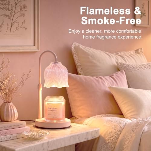 Candle Warmer Lamp with Timer, Pink Modern Candle Lamp for Home Decor, Electric Candle Warmer Lamp, Dimmable Wax Warmer for Jar Candles, Gift Box Included - Gradient Pink - Image 4