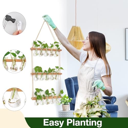 XXXFLOWER Wall Hanging Propagation Station 5 Bulb Vase 3 Tiers - Image 5