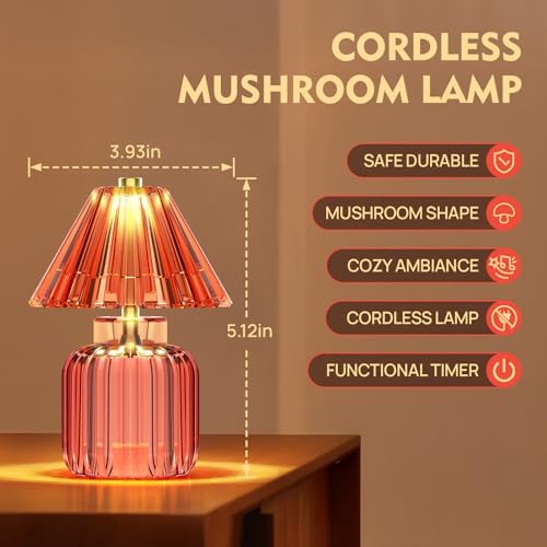 Small Battery Operated Lamp with Timer, Jelly Red - Image 2