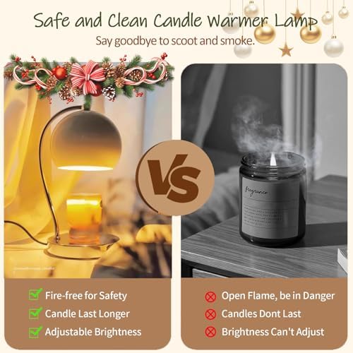 Modern Wide Base Candle Warmer Lamp, Timer/Dimmer (White) - Image 5