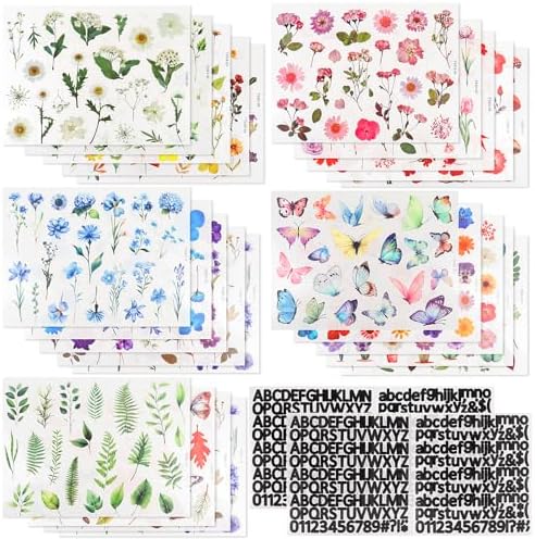 500Pcs Natural Flower Stickers with 260Pcs Letter Stickers,Self-Adhesive Flower Sticker for Scrapbooking Supplies Junk Journal Bullet Journal Planner Laptop by Weenkilly