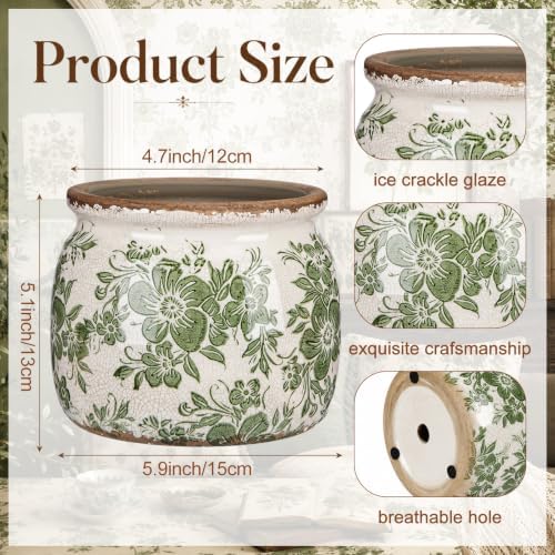 Vintage Planter for Indoor Plants, Ceramic Pot with Drainage Hole - Image 2